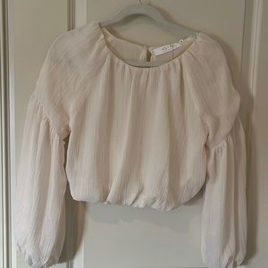 Ivory ASTR long sleeve cropped blouse